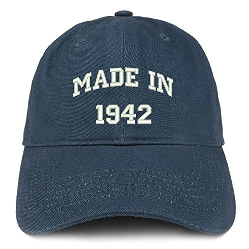 Trendy Apparel Shop Made in 1942 Text Embroidered 79th Birthday Brushed Cotton Cap