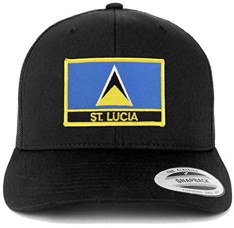 Trendy Apparel Shop St. Lucia Flag Patch Retro Trucker Mesh Cap