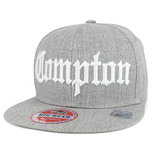 Trendy Apparel Shop Compton Old English Font Embroidered Flat Bill Snapback Cap