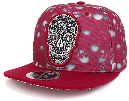 Trendy Apparel Shop Dia de Los Muertos Day of Dead Skull Embroidery Snapback Cap