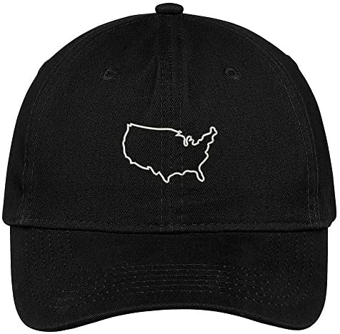 Trendy Apparel Shop United States Outline Map Embroidered Low Profile Soft Cotton Brushed Baseball Cap