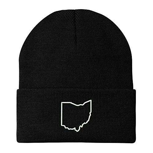 Trendy Apparel Shop Ohio State Outline Embroidered Winter Long Cuff Beanie