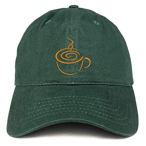 Trendy Apparel Shop Coffee Cup Embroidered Soft Crown 100% Brushed Cotton Cap