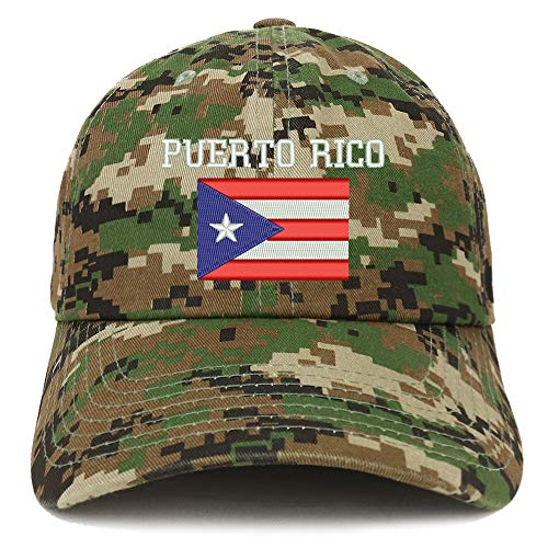 Trendy Apparel Shop Puerto Rico Embroidered Soft Crown 100% Brushed Cotton Cap