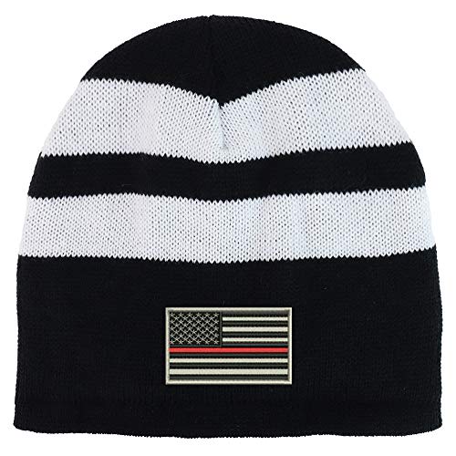 Trendy Apparel Shop USA TRL Flag Fleece Lined Striped Short Beanie