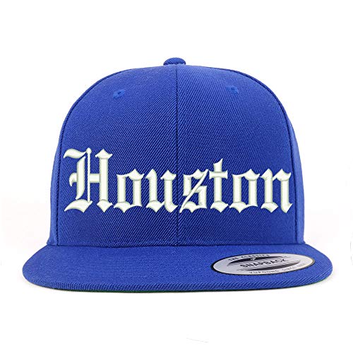 Trendy Apparel Shop Old English Font Houston City Embroidered Flat Bill Cap