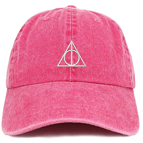 Trendy Apparel Shop Deathly Hallows Magic Logo Embroidered Washed Cotton Adjustable Cap