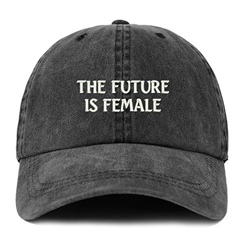 Trendy Apparel Shop XXL The Future is Female Embroidered Unstructured Washed Pigment Dyed Baseball Cap