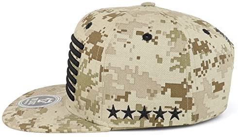 Trendy Apparel Shop USA Flag 3D Embroidered Structured Camouflage Snapback Cap