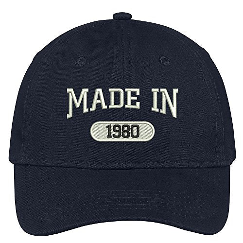 Trendy Apparel Shop 39th Birthday - Made in 1980 Embroidered Low Profile Cotton Baseball Cap