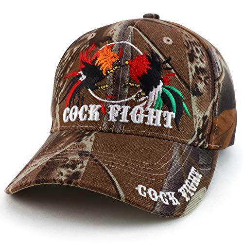 Trendy Apparel Shop Two Rooster Cock Fight Embroidered Structured Baseball Cap