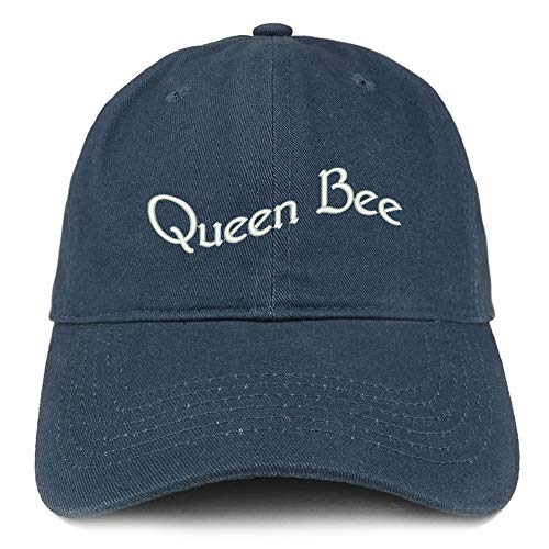 Trendy Apparel Shop Queen Bee Text Embroidered Soft Crown 100% Brushed Cotton Cap