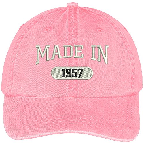 Trendy Apparel Shop 62nd Birthday - Made in 1957 Embroidered Low Profile Washed Cotton Baseball Cap
