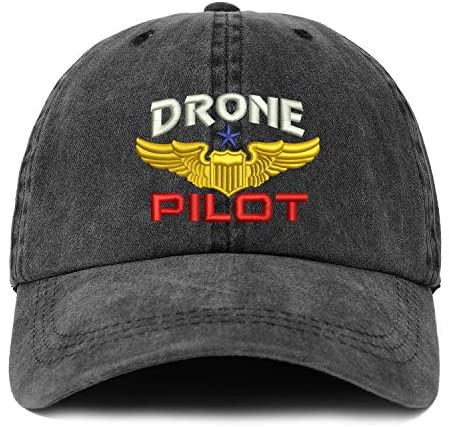 Trendy Apparel Shop XXL Drone Operator Pilot Embroidered Unstructured Washed Pigment Dyed Baseball Cap