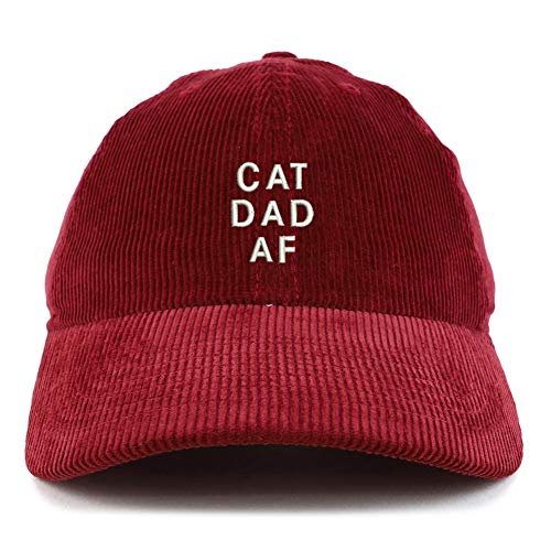 Trendy Apparel Shop Cat Dad AF Cotton Corduroy Unstructured Baseball Cap