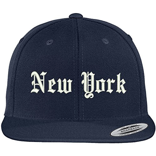 Trendy Apparel Shop New York City Old English Embroidered Flat Bill Snapback Cap