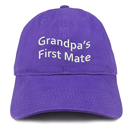 Trendy Apparel Shop Grandpa's First Mate Embroidered Soft Crown 100% Brushed Cotton Cap