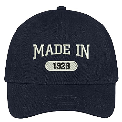 Trendy Apparel Shop 91st Birthday - Made in 1928 Embroidered Low Profile Cotton Baseball Cap