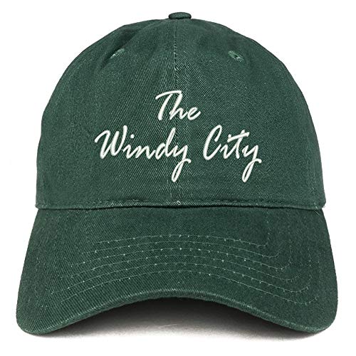 Trendy Apparel Shop The Windy City Embroidered Soft Crown 100% Brushed Cotton Cap