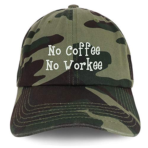 Trendy Apparel Shop No Coffee No Workee Soft Crown 100% Brushed Cotton Cap
