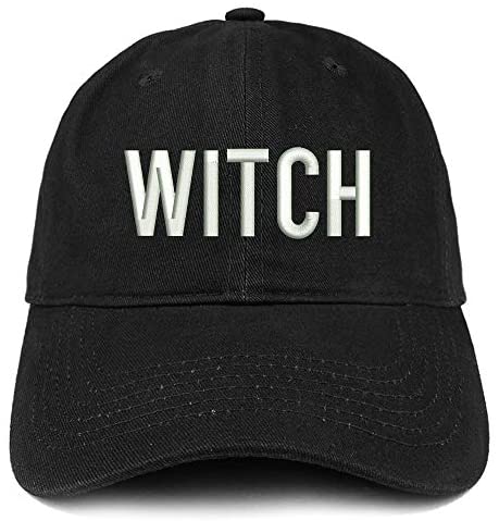 Trendy Apparel Shop Witch Embroidered Soft Crown 100% Brushed Cotton Cap