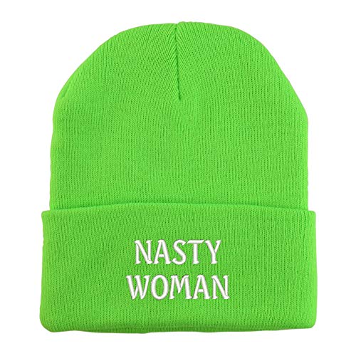 Trendy Apparel Shop Nasty Woman Embroidered Winter Long Cuff Beanie