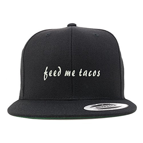 Trendy Apparel Shop Feed Me Tacos Embroidered Flat Bill Snapback Baseball Cap