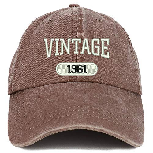 Trendy Apparel Shop 60th Birthday Vintage 1961 Washed Cotton Adjustable Cap