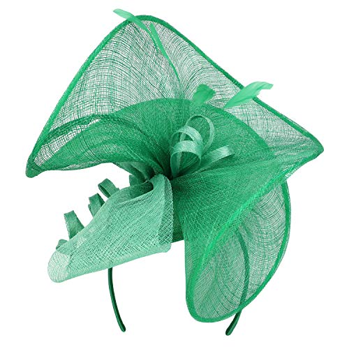 Trendy Apparel Shop Curly Meshed Ribbon Bow Decorated Sinamay Fascinator