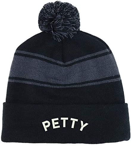 Trendy Apparel Shop Petty Embroidered Two Tone Pom Striped Long Beanie Hat