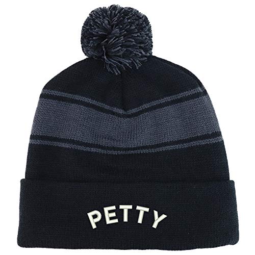 Trendy Apparel Shop Petty Embroidered Two Tone Pom Striped Long Beanie Hat