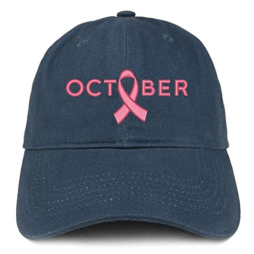 Trendy Apparel Shop Breast Cancer October Embroidered Soft Brushed Cotton Cap