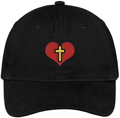 Trendy Apparel Shop Christian Heart Embroidered Soft Crown 100% Brushed Cotton Cap