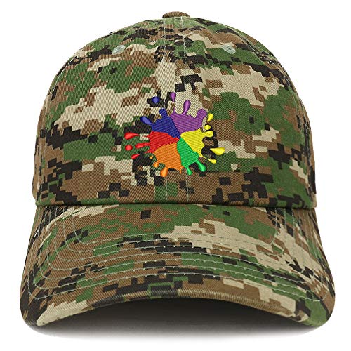 Trendy Apparel Shop Rainbow Color Splash Embroidered Brushed Cotton Cap