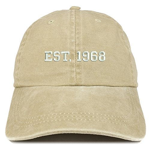 Trendy Apparel Shop EST 1968 Embroidered - 53rd Birthday Gift Pigment Dyed Washed Cap