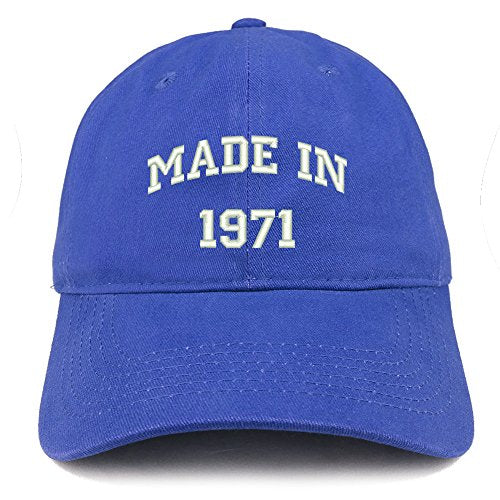 Trendy Apparel Shop Made in 1971 Text Embroidered 50th Birthday Brushed Cotton Cap