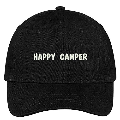 Trendy Apparel Shop Happy Camper Embroidered 100% Cotton Adjustable Cap Dad Hat