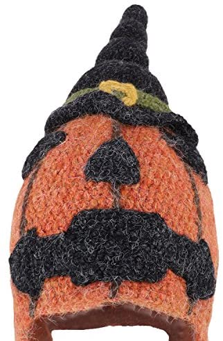 Trendy Apparel Shop Peruvian Handmade Halloween Jack O Lantern Knit Beanie Hat - Orange