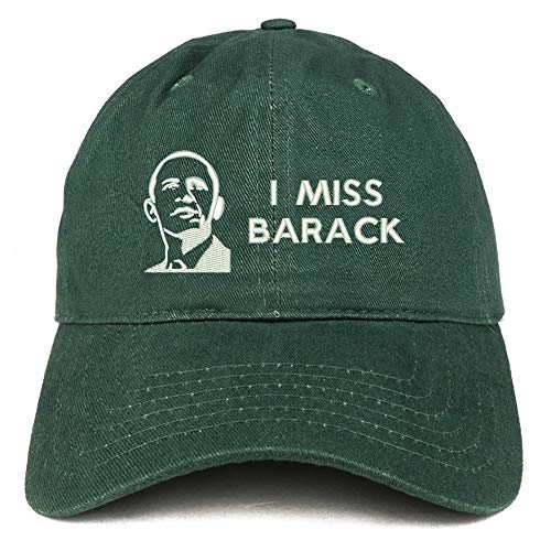 Trendy Apparel Shop I Miss Barack and Portrait Embroidered Brushed Cotton Cap