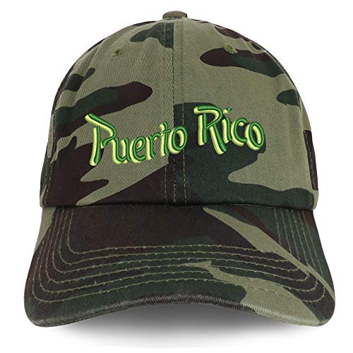 Trendy Apparel Shop Puerto Rico Embroidered Soft Crown 100% Brushed Cotton Cap
