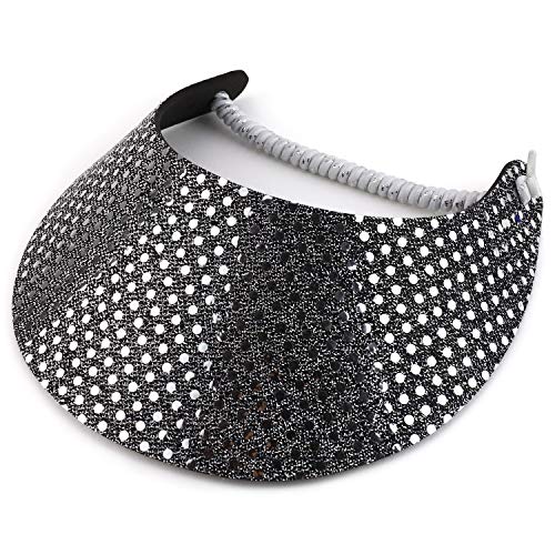 Trendy Apparel Shop Made in USA Shiny Glitter Summer String Elastic Foam Visors