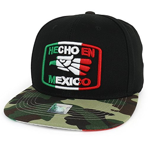 Trendy Apparel Shop Hecho En Mexico Flag Color Eagle 3D Embroidered Snapback Cap