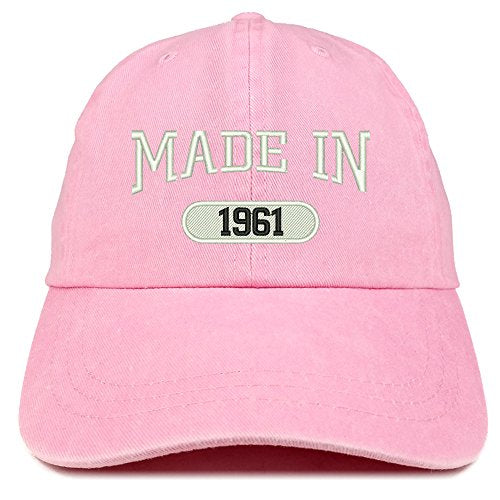 Trendy Apparel Shop Made in 1961 Embroidered 60th Birthday Washed Baseball Cap