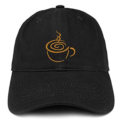 Trendy Apparel Shop Coffee Cup Embroidered Soft Crown 100% Brushed Cotton Cap