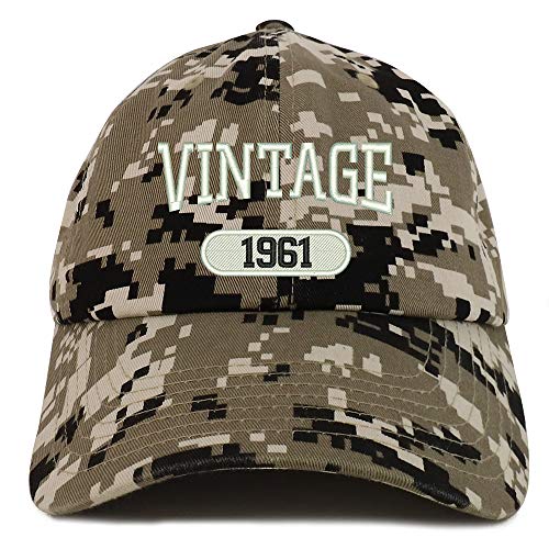 Trendy Apparel Shop 60th Birthday Vintage 1961 Soft Crown Brushed Cotton Cap
