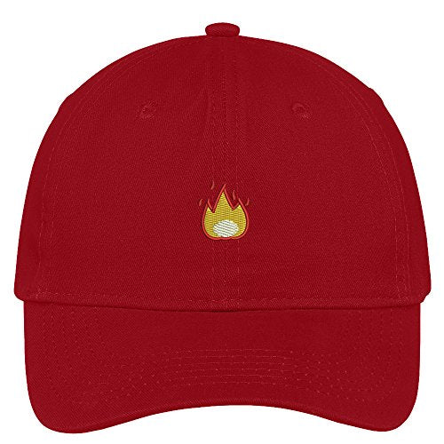 Trendy Apparel Shop Fire Emoticon Embroidered 100% Quality Brushed Cotton Baseball Cap