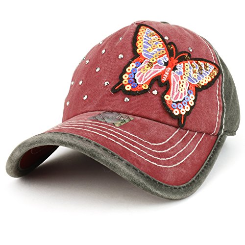 Trendy Apparel Shop Butterfly Embroidered Stitch Multi Color Baseball Cap