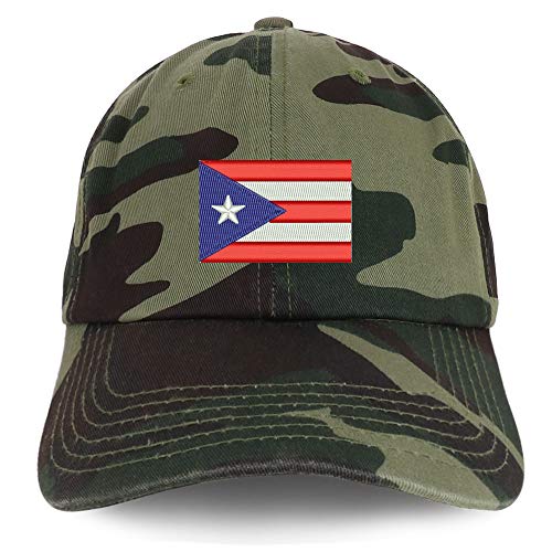 Trendy Apparel Shop Puerto Rico Flag Embroidered Soft Crown 100% Brushed Cotton Cap
