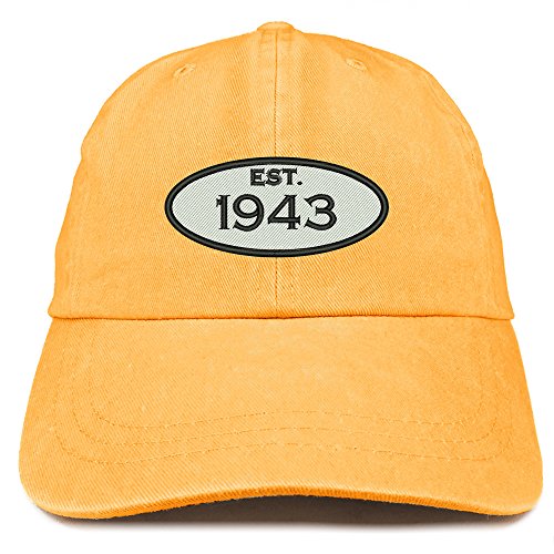 Trendy Apparel Shop Established 1943 Embroidered 78th Birthday Gift Pigment Dyed Washed Cotton Cap