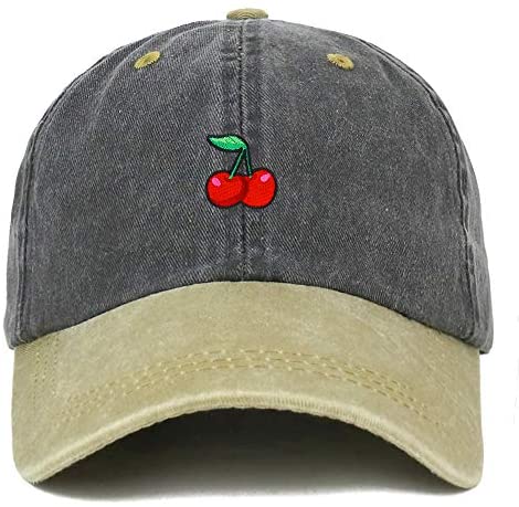 Trendy Apparel Shop Cherry Patch Pigment Dyed Washed Two Tone Baseball Cap